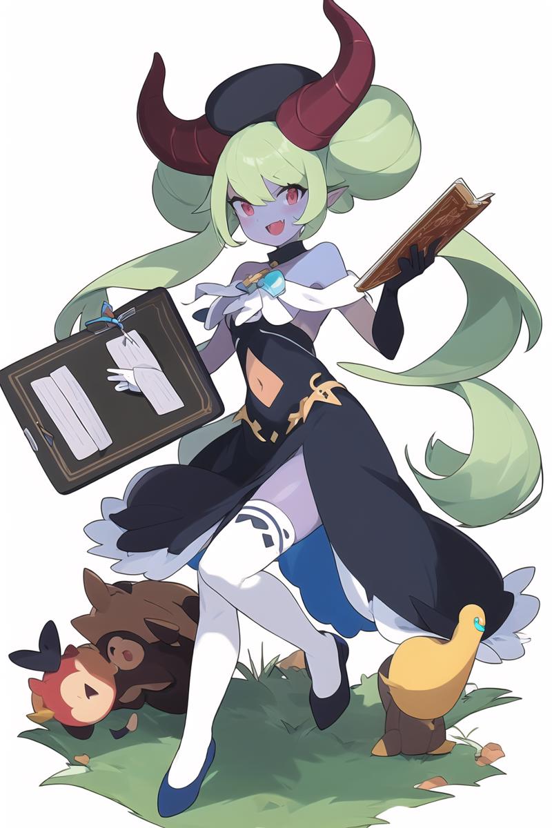 09517-3533594350-(masterpiece, best quality_1.5),1girl, hat, open mouth, gloves, green hair, smile, white background, clipboard, white gloves, da.png